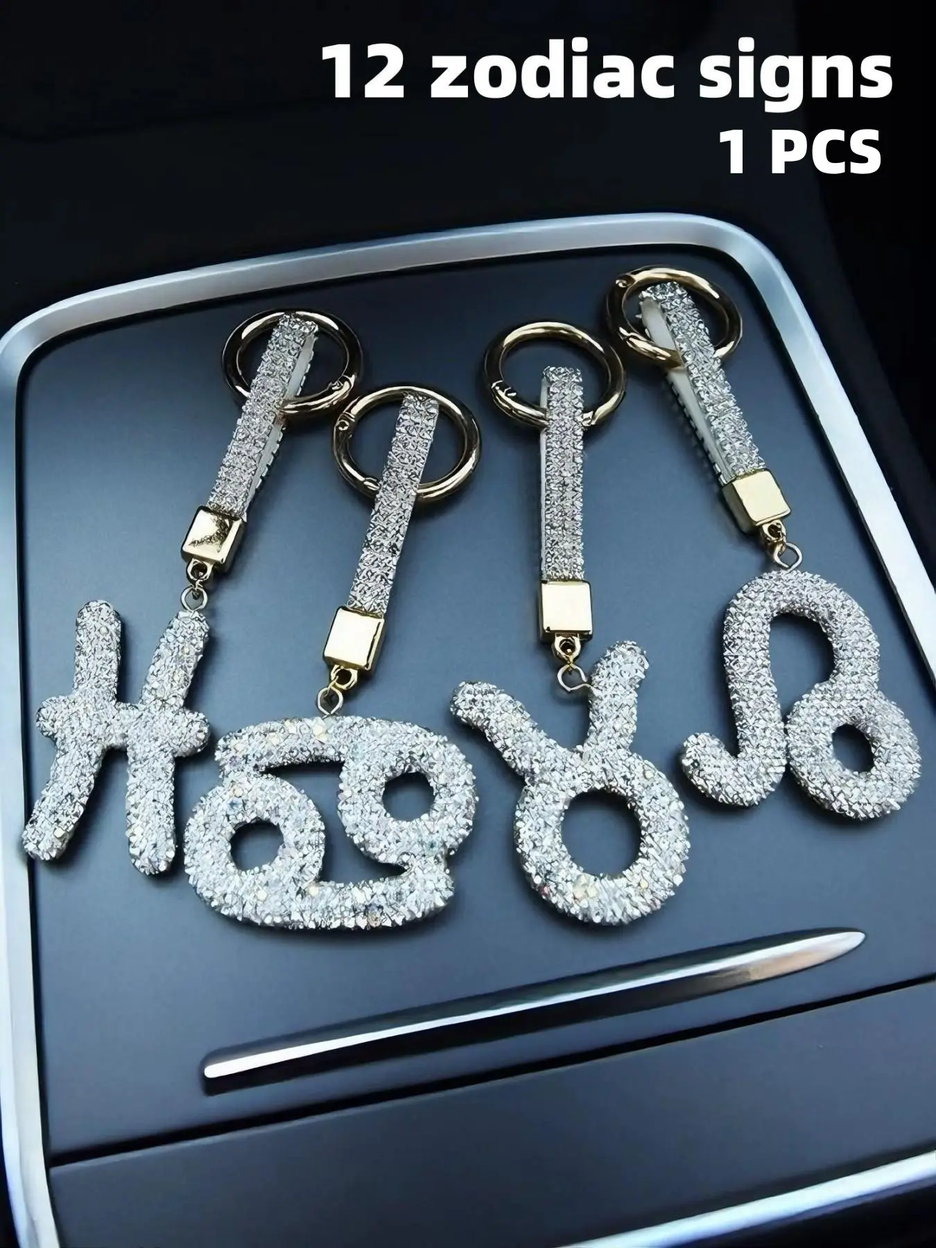 12 Zodiac Silver Color Pendant Keychain, Fashionable Valentine's Day Bag Accessory, Keychain For Purse, Unique Design for Daily Use, Perfect Gift for Women and Girls