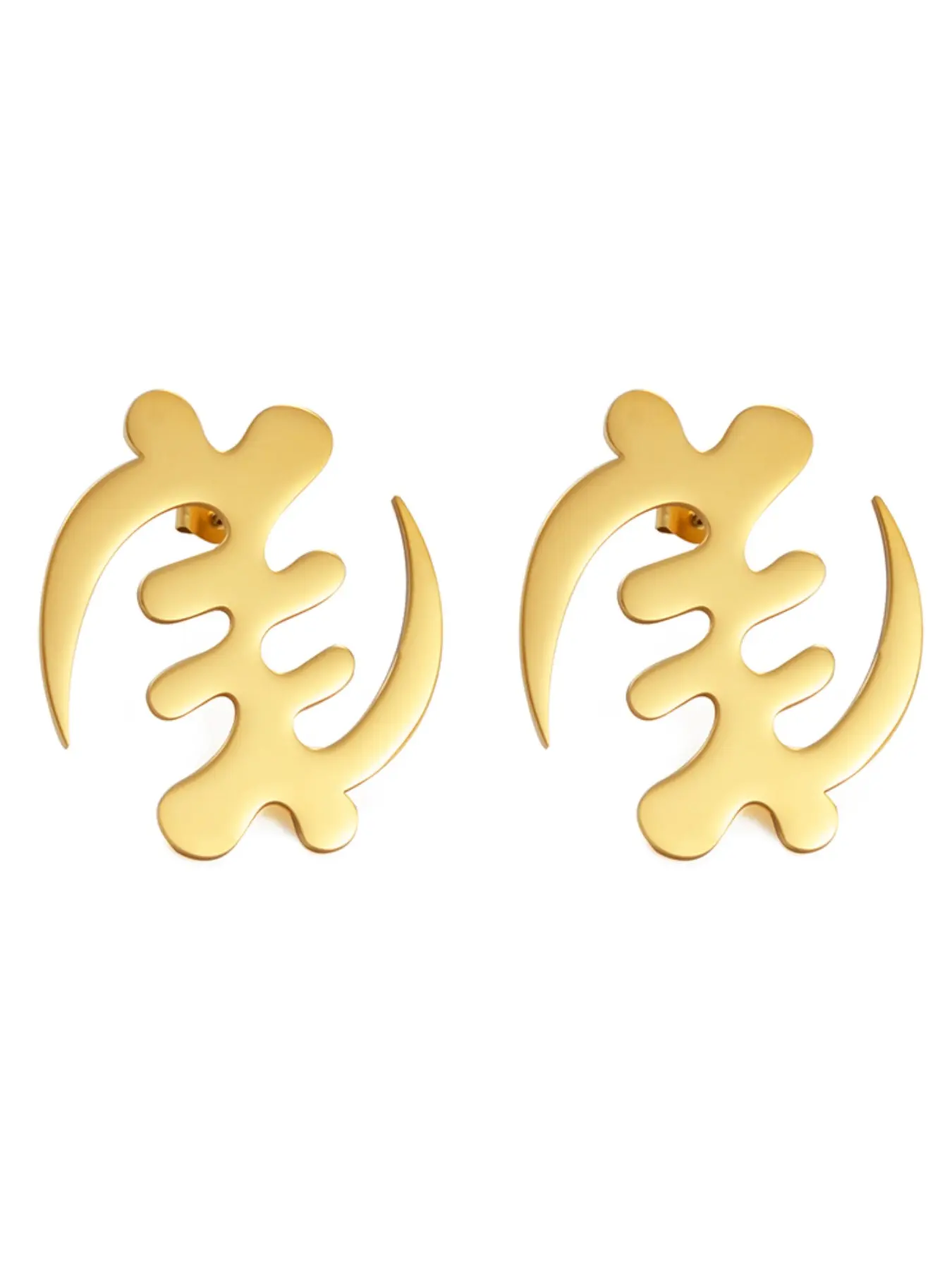 1Pair 4CM African Ancient Cultural Symbol Stud Earrings Stainless Steel Akofena Adinkra Gye Nyame Sankofa Ethnic Jewelry Bohemian Earrings Boho Earrings