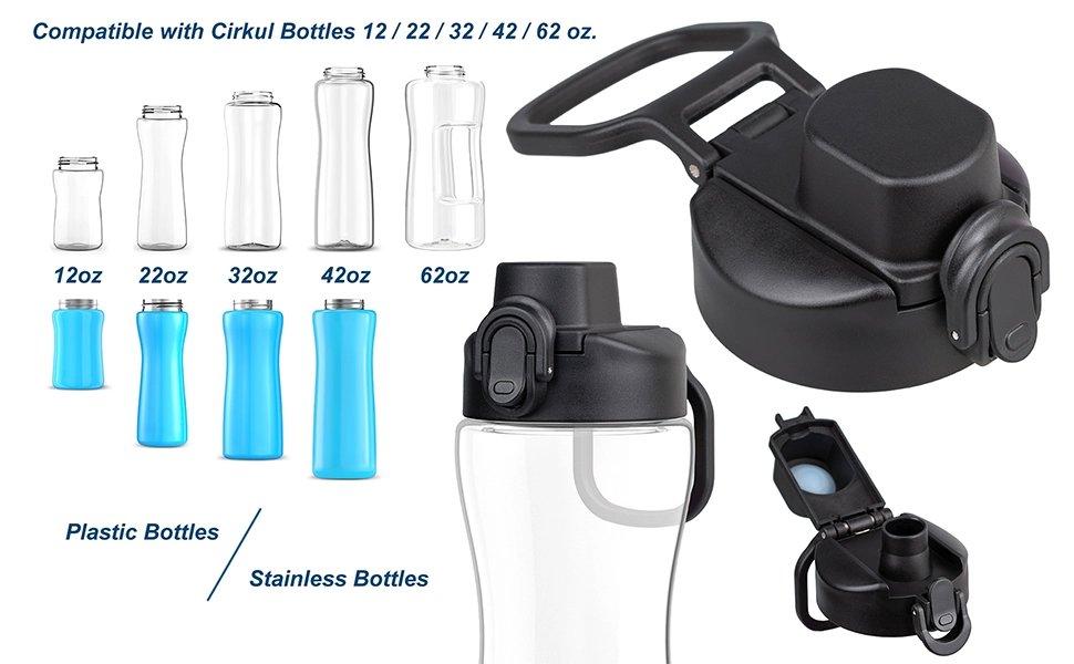 Replacement Lid Compatible with Cirkul Water Bottle Stainless Steel/Plastic 12oz 22oz 32oz 42oz Accessories Auto Flip Lid BPA-Free Replacement Cap No Leak Replacement Accessories 1 Pack Drinkware