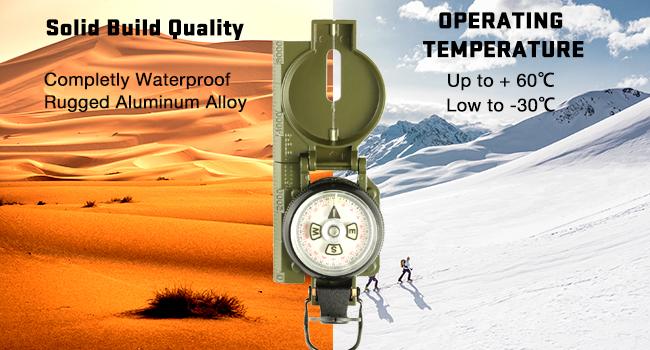 Eyeskey Multifunctional Military Sighting Navigation Compass with Inclinometer| Impact Resistant & Waterproof Compass for Hiking, Camping