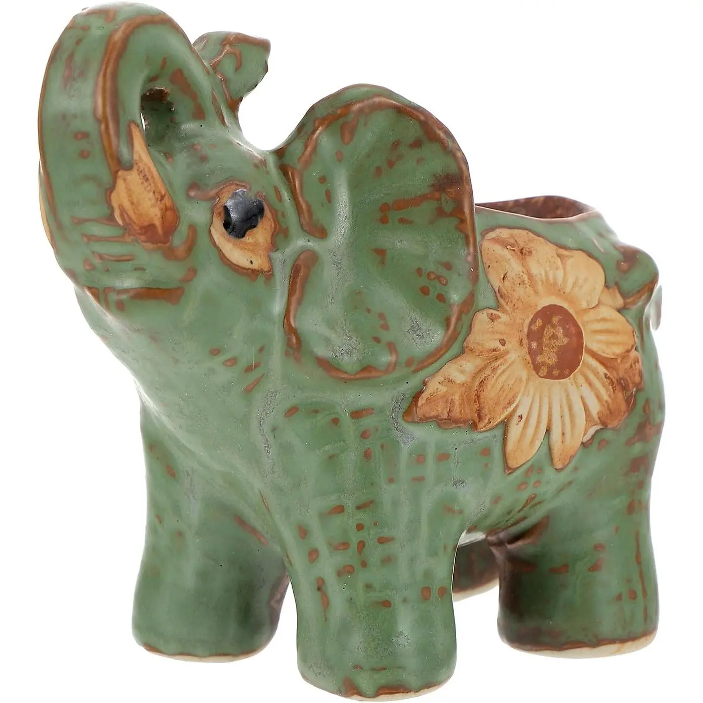Small Ceramic Elephant Planter, Cute   Pot with Drainage | Decorative Desk Flower Pot, Succulent Container Cactus Air  Holder,  Root Rot, Garden  Office Decor