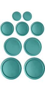 Replacement Lids for Pyrex Glass Foood Storage Containers Containers Round (2) 1-Cup (3) 2-Cup (2) 4-Cup (2) 7-Cup (Turquoise)