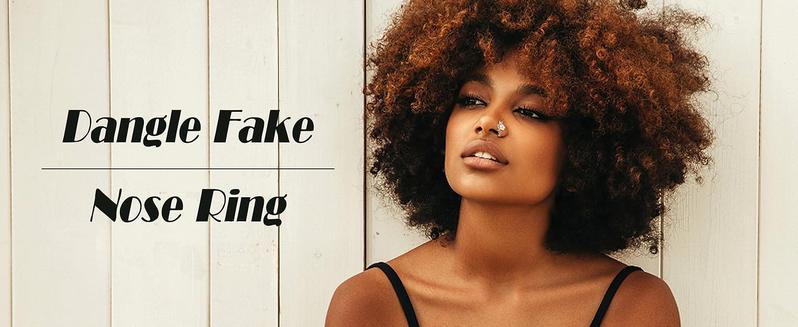 Florideco Tropical Glam Fake Nose Ring Breezy Summer Hoop Clip-On  CZ Dangle Non-Piercing Nose Ring for Women & Men, Cartilage & Tragus Jewelry