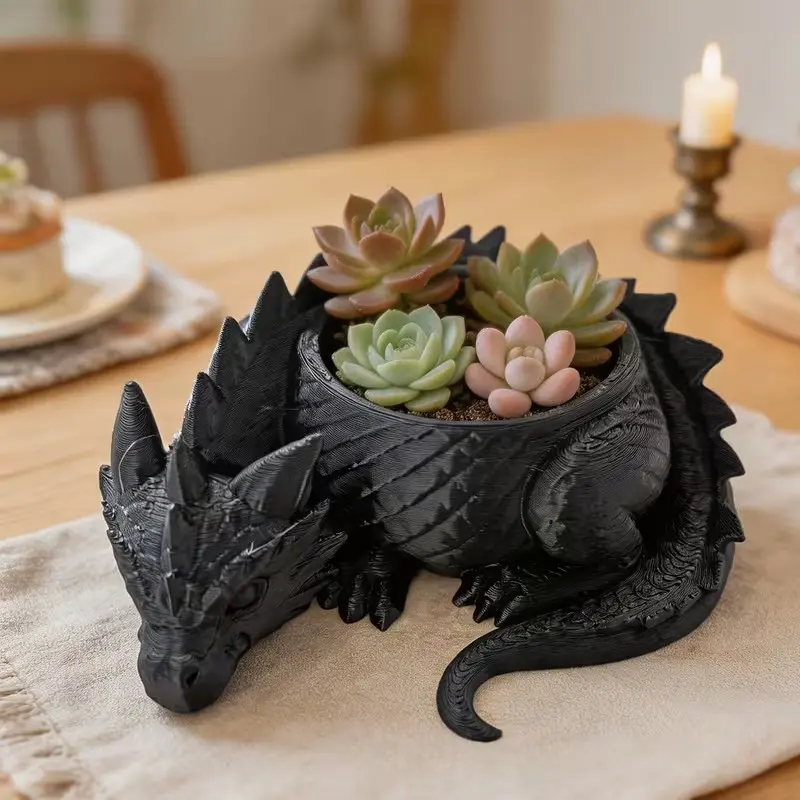 Dragon-Shaped Desktop Planter, Durable Plastic, Decorative Pot for Home Office Bedroom, Suitable for Succulents Flowers Plants, Sculptural Planter