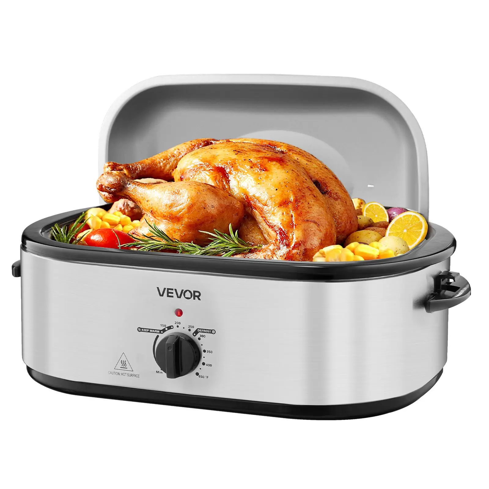 【DealsForYouDays】VEVOR Roaster Oven, 22QT Electric Roasting Pan, 150-450℉ Adjustable Temperature Multifunctional Electric Roaster Oven with Self-Basting Lid, Defrost & Warm Function for Holiday Meal, Fits 26lb Turkey