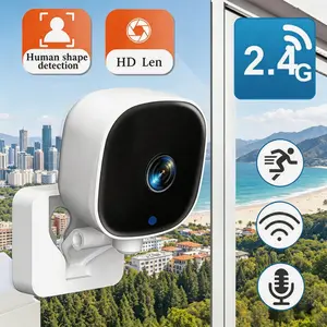Indoor HD Security Camera 2.4G WiFi Window Stick Mount Human Detection Full Color Night Vision Two Way Audio 24H Recording for Home Renter Baby Pet Monitoring