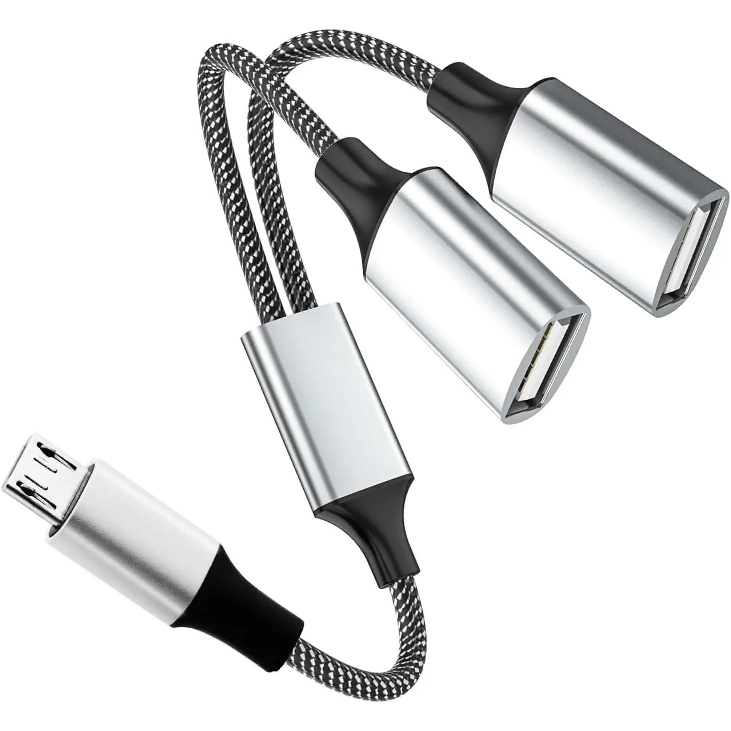 Short  USB to USB A Splitter,  USB Male to  USB A Female OTG Adapter, USB 2.0 OTG  Converter Hub for  Phone S7/S6//Flash Drive//Keyboard/Android Phone and etc