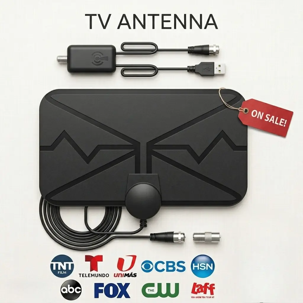 Amplified Ultra HD Digital Indoor TV Antenna, 360° Omni-Directional 200KM Long Range Signal Reception, Compact Portable HD Signal Booster Compatible with All Smart TVs for Clear 4K 8K Home Television Viewing