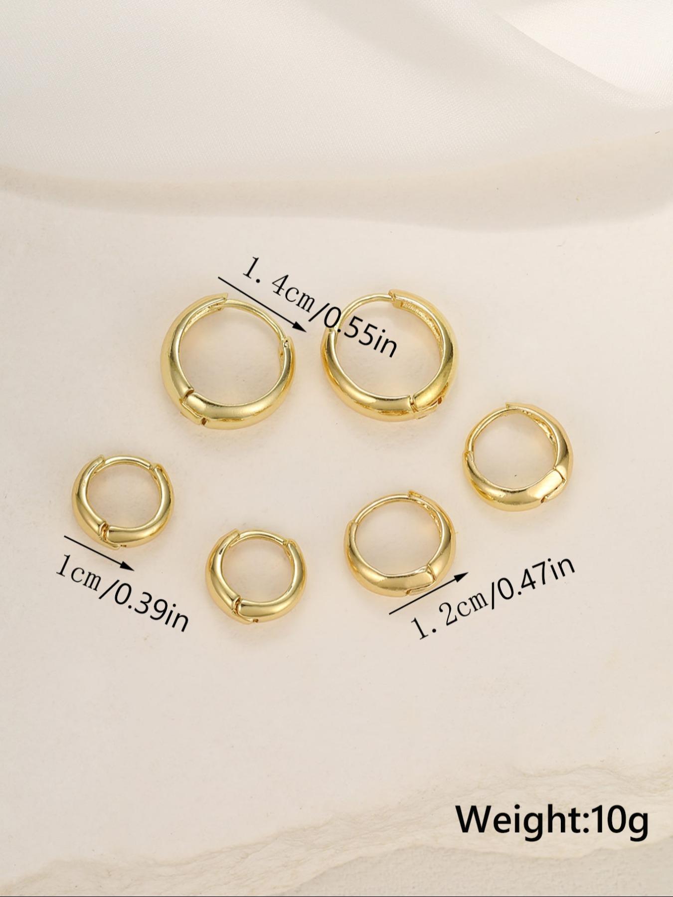 3 Pairs C-shaped Hoop Earrings, Fashionable Elegant Simple Copper Ear Jewelry for Women Men Daily Wear, Casual All-match Simple Chic Accessories