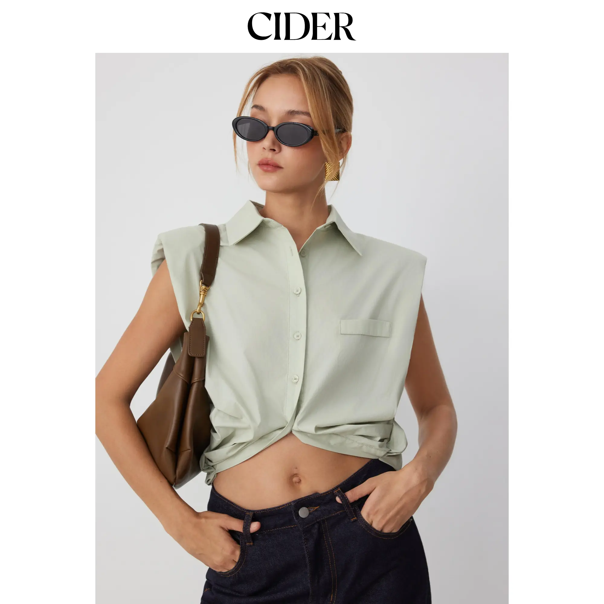 Cider Cotton Short Sleeve Bolero Crop Shirt SummerFinds