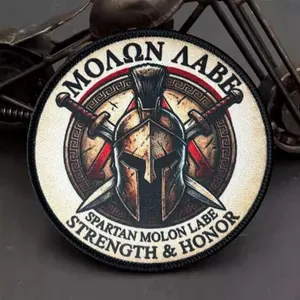 Spartan Molon Labe "Strength & Honor" Printed Patch Hook and Loop Badge for Backpack Vest Hat Clothing