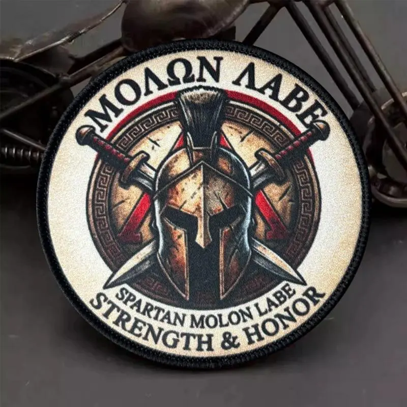 Spartan Molon Labe "Strength & Honor" Printed Patch Hook and Loop Badge for Backpack Vest Hat Clothing