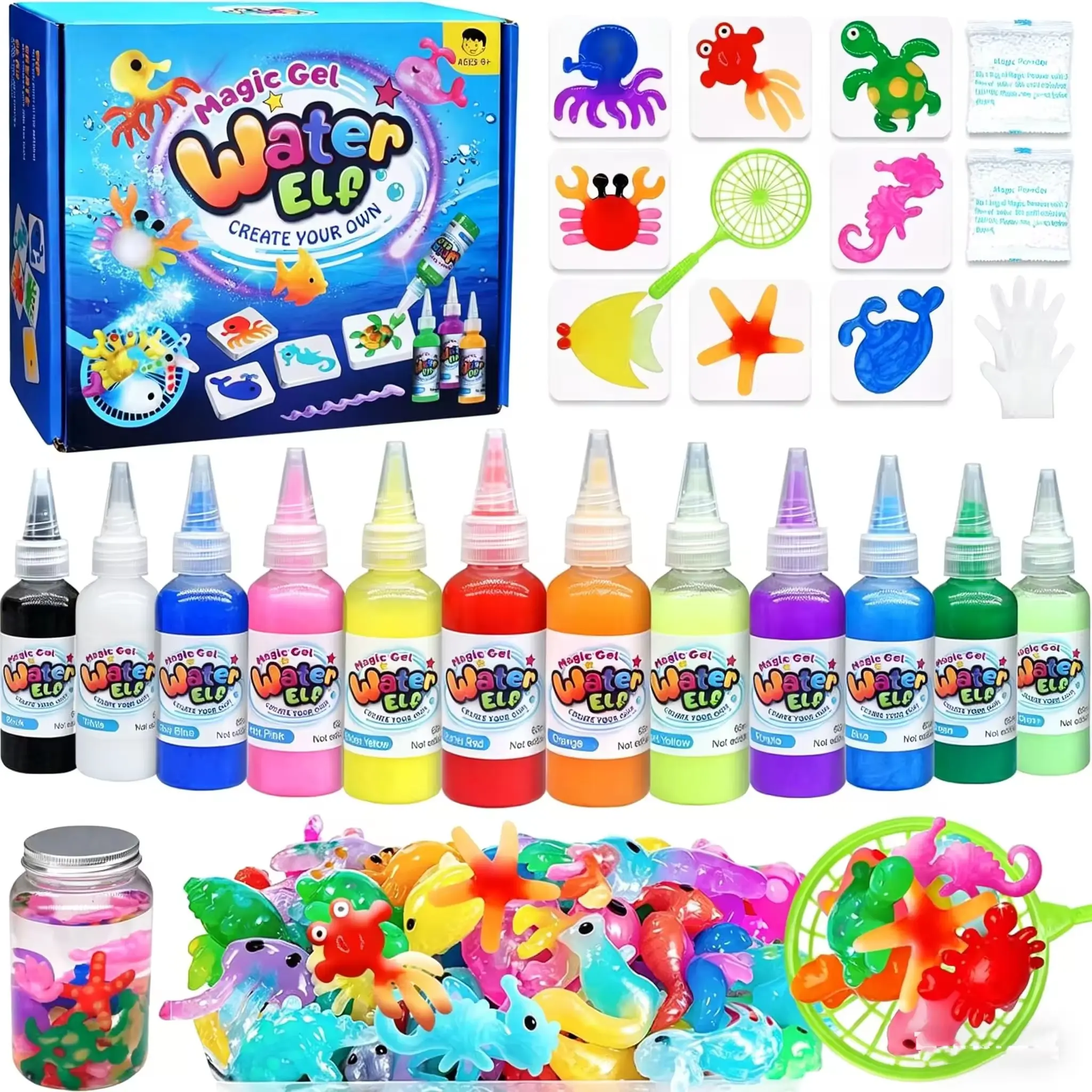 DIY Magic Water Gel Craft Kit, Arts and Crafts Set, Children's STEM Education Magic Water Elf Toy Set, Water Spirit Hydrogel Set, Marine Life-themed Toys, Complete Set of Moulds and Tools, Suitable for Boys and Girls, DIY Material, DIY Handmade Crafts