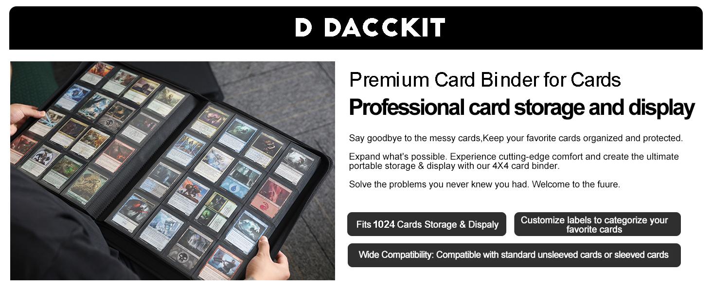 SUNDAY MIRTH Card Binder 16 Pocket - Fits 1024 Cards,4X4 Ringless Card Album with Sleeves for Trading Cards & Sports Cards(Model A,Classic Black)