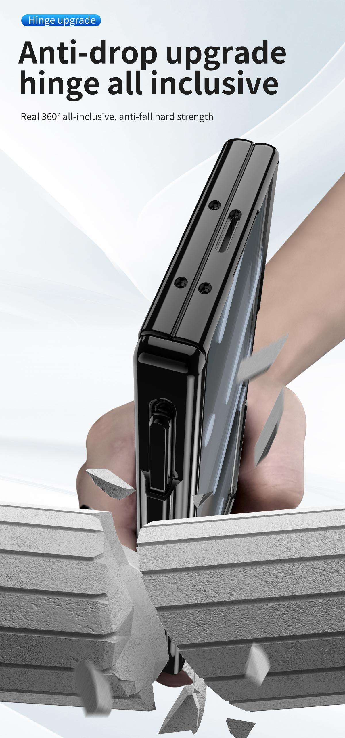 Premium Luxury Transparent Electroplated Case for Samsung Galaxy Z Fold 7/6/5/4/3, Built-in Screen Protector & Magnetic Hinge Protective Cover