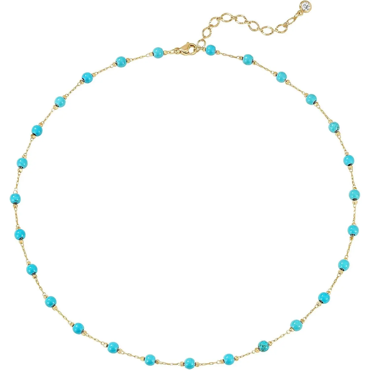 Western Necklace for Women 14K Gold Turquoise Bead Choker Necklace Boho Charm Necklace Dainty Beach Necklaces for Women Summer Jewelry Gifts