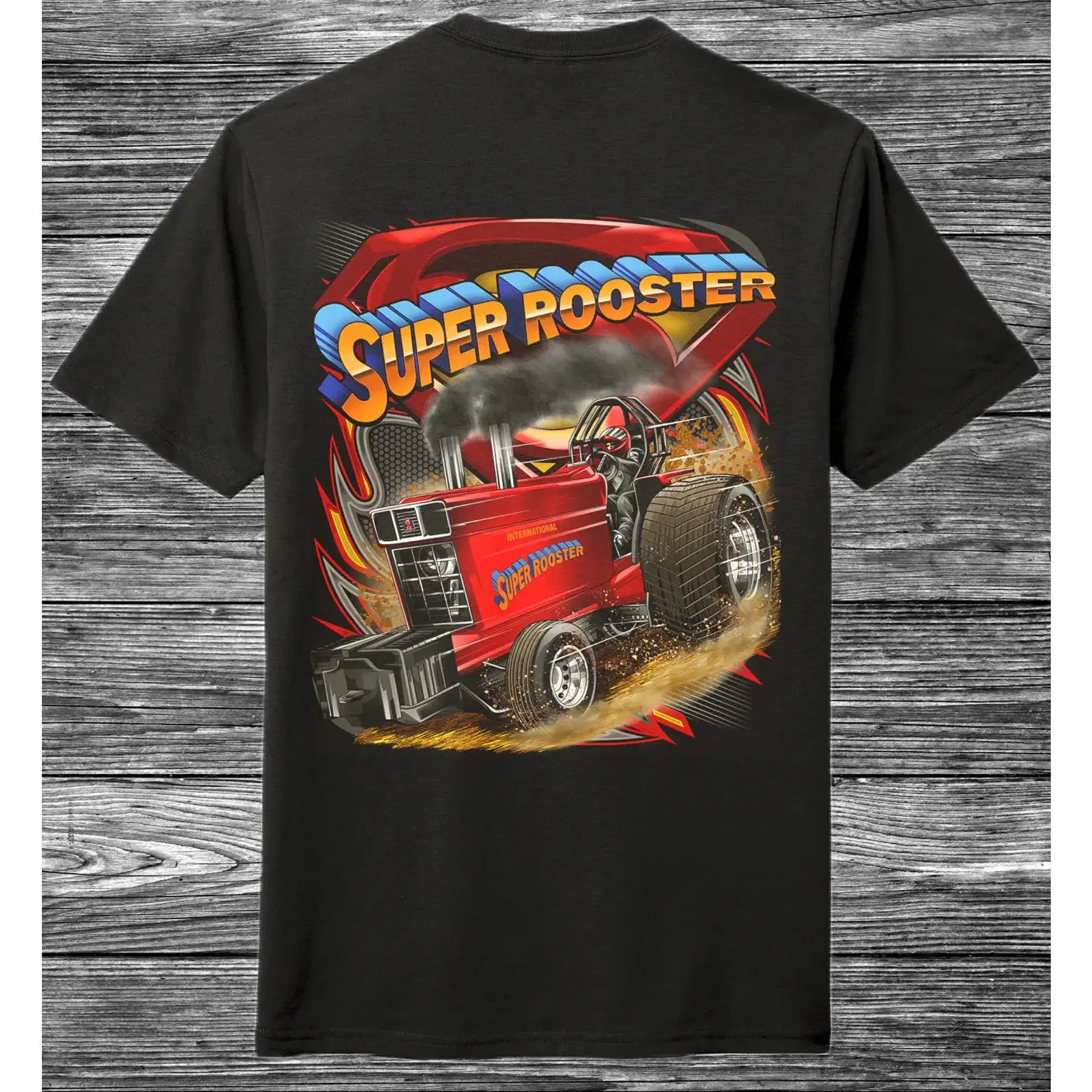 Men's Retro Graphic Short-Sleeve Super Rooster Tractor T-Shirt, Casual Streetwear Menswear Fashion Sports Top