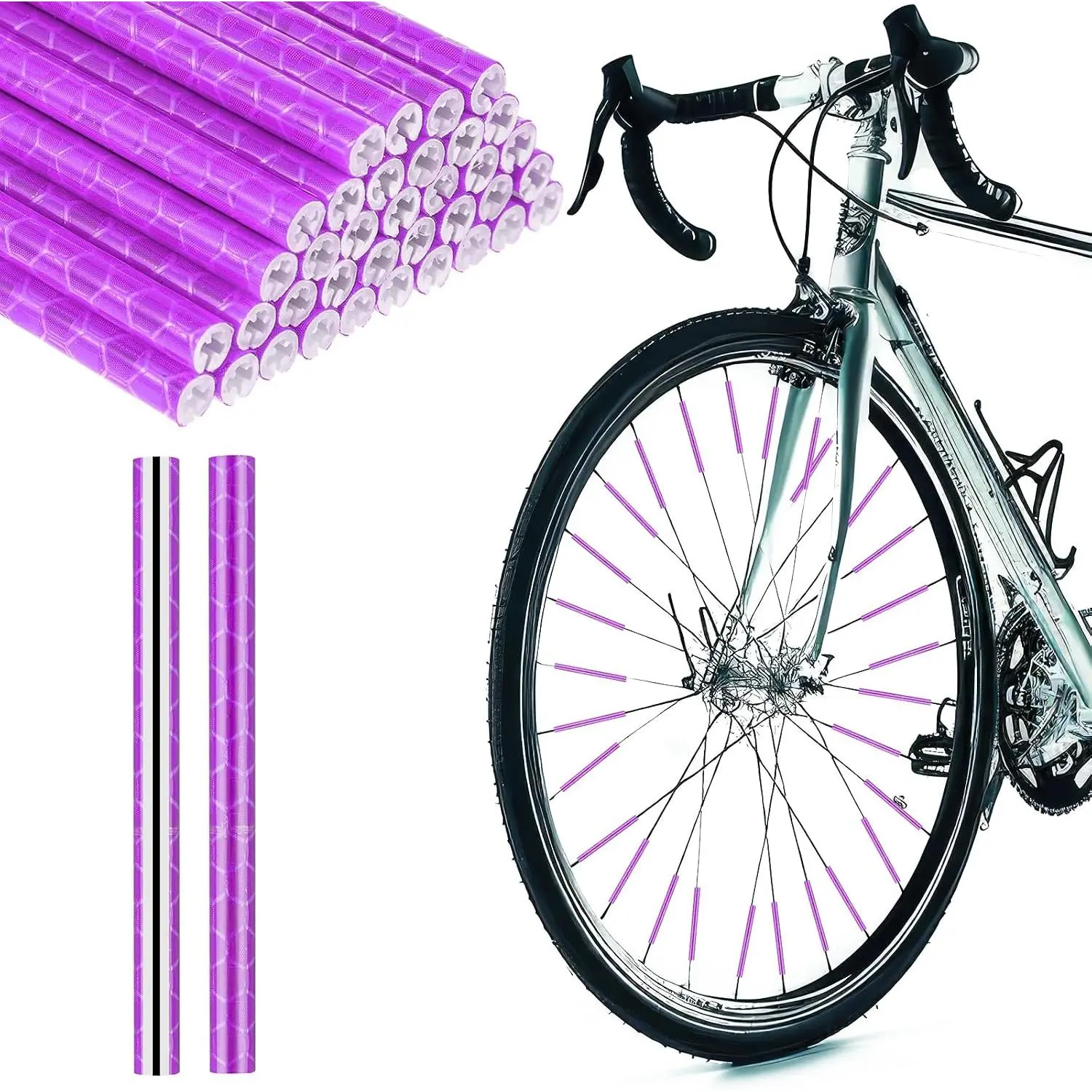36 count Reflective Spoke Covers for , 360° Visibility 2.9Inch  Spoke Reflectors for Night Riding,  Wheel Reflector Tube Reflective Spokes  Wheel Decoration Reflectors