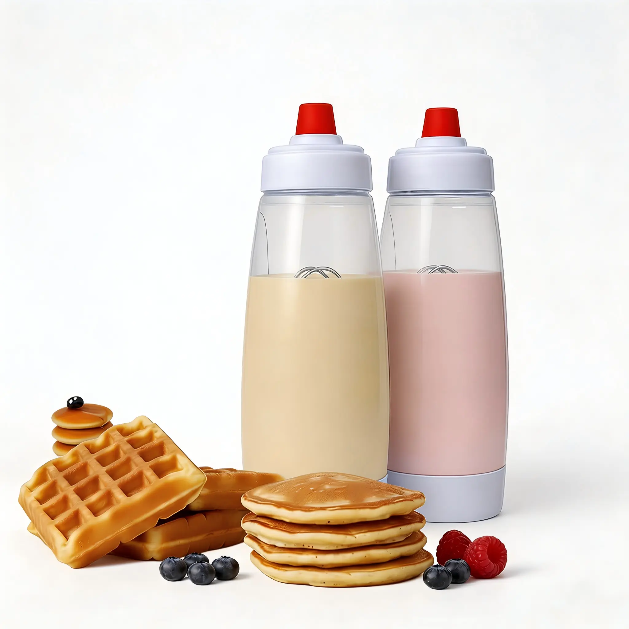 Pancake Batter Dispenser - No-Mess Bakeware Utensils with Large Cap, 1-Piece Design, Measuring Marks for Easy Pour, Multiple Servings of Pancakes, Waffles, Muffins