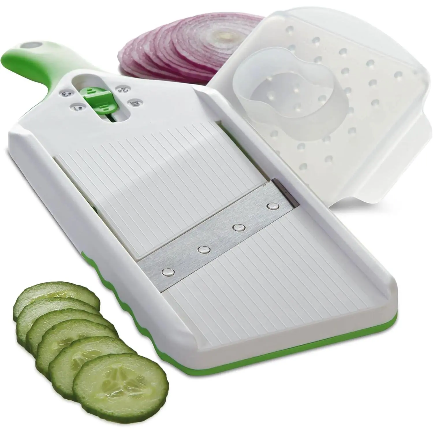 Adjust-A-Slice Mandoline Slicer, Green – Adjustable Thickness, Perfect for Vegetables, Fruits, and More