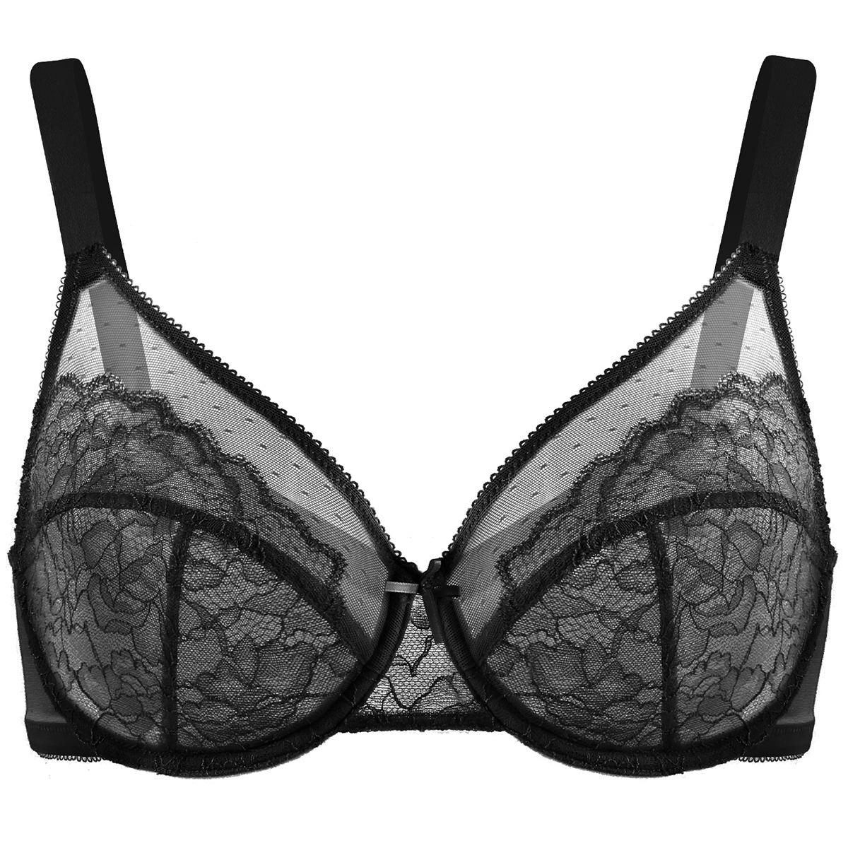 HSIA Enchante Floral Lace Underwire Unlined Unpadded Non-Padded Minimizer Plus Size Full Coverage Bra