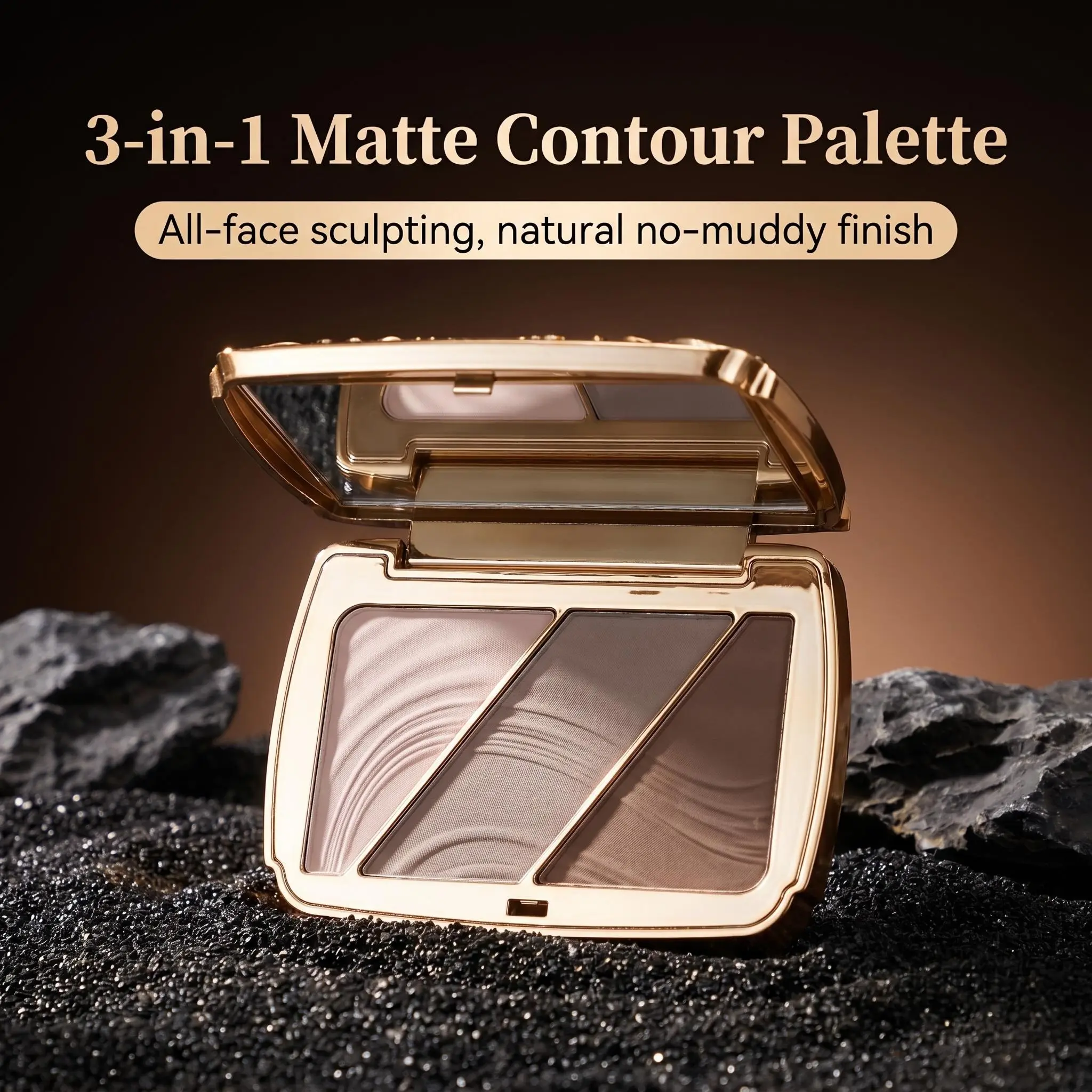 Vini Bear 3-Color Shadow Art Sculpting Contour Matte Face Bronzer Makeup Palette, Professional Makeup Tool for Face Shaping, Ideal for Daily Use & Special Occasions