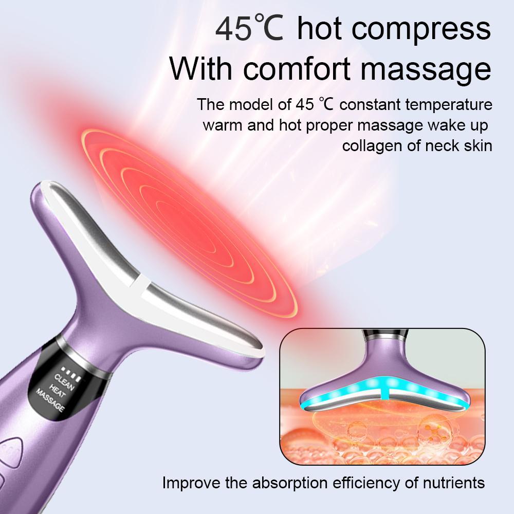 7 Color Facial & Neck Massager, USB Rechargeable Face& Neck Beauty Instrument, Facial Beauty Massagers, Face Sculpting Tool for Women, Neck Beauty Massager for Skin Care at Home