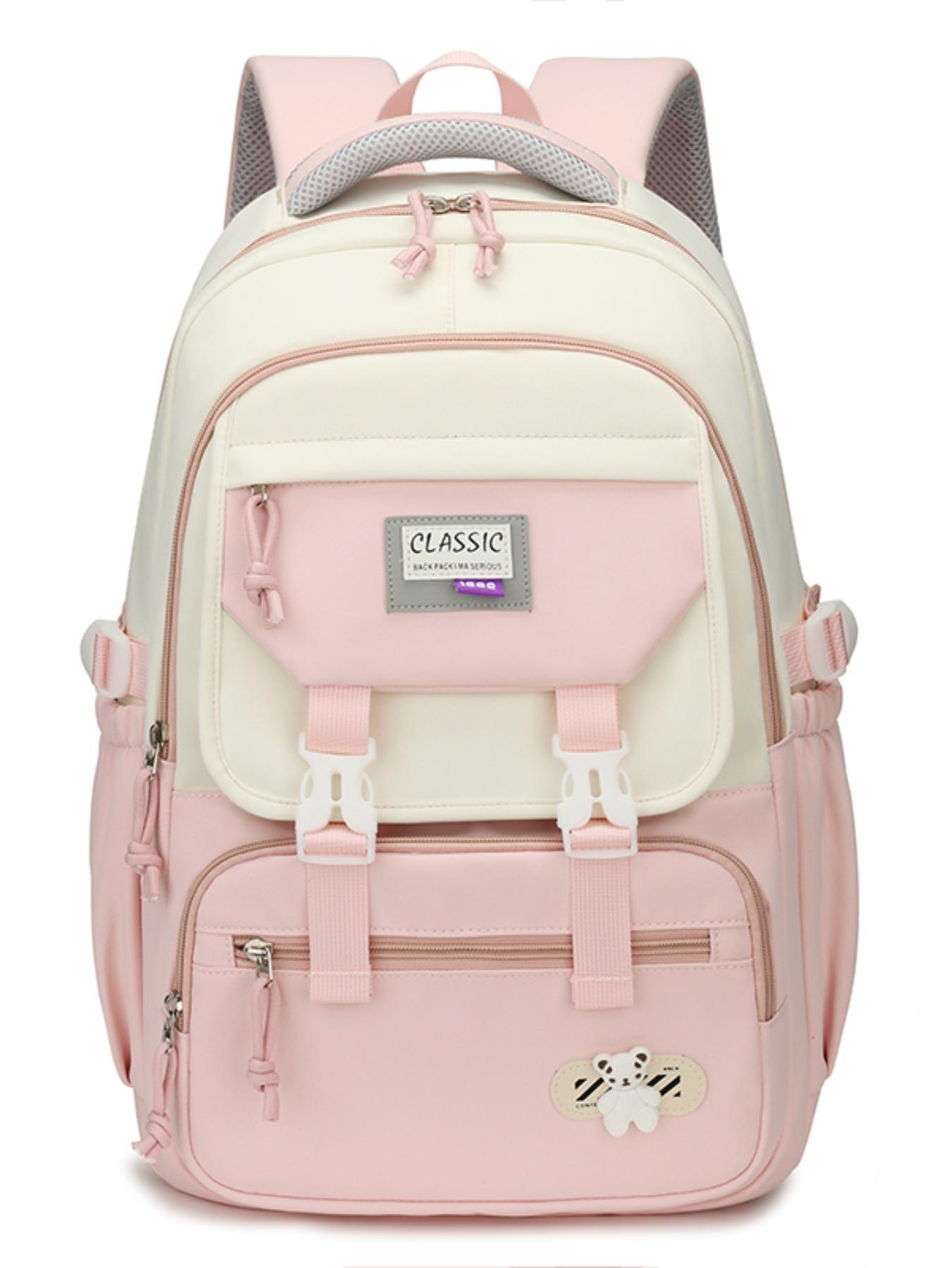 Colorblock Large Capacity Backpack, Casual Minimalist School Backpack for Women & Men, Fashionable Backpack for Daily Use for Boys & Girls