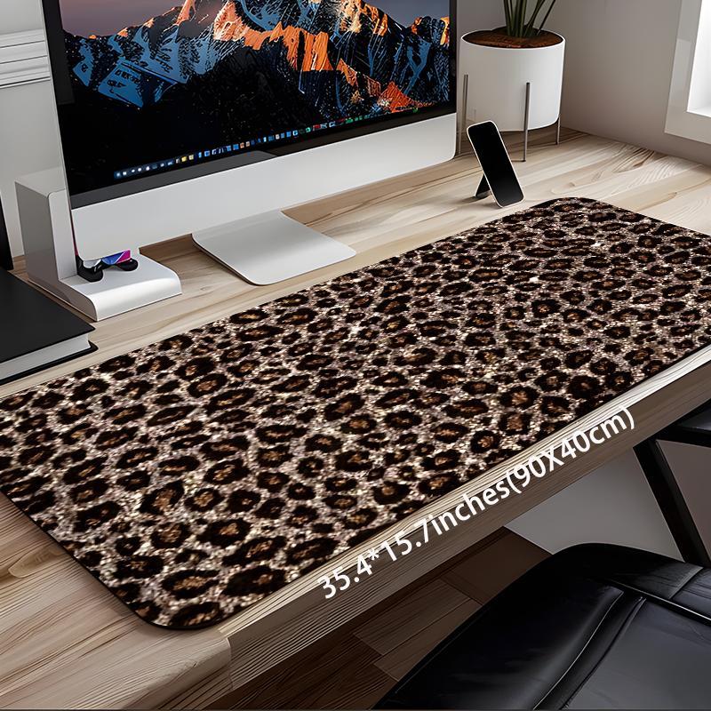 Leopard Pattern Mouse Pad, Rectangle Gaming Mouse Pad, Non-Slip Mousepad, Office Desk Keyboard Mouse Mat for Home Office Game Room Desk, Desk Accessories