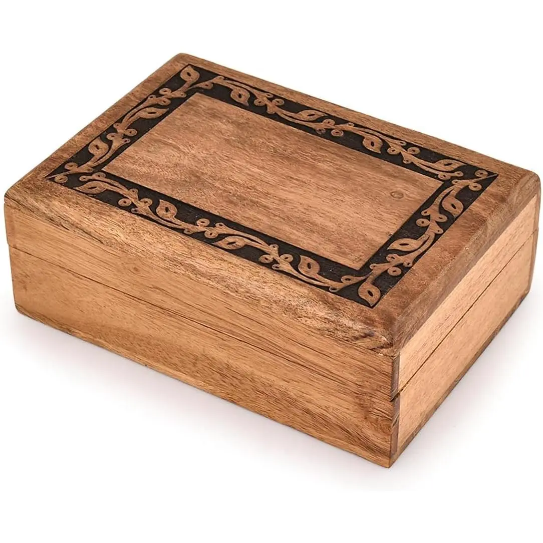 Boxes Acacia  Decorative Wooden Box Treasure Box for Crafts, Photo Storage Box Trinkets,  and Other (7" x 5" x 2.5")
