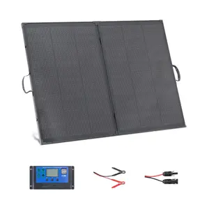 VEVOR 100W Foldable Solar Panel with Frame, 16BB N - Type Portable Monocrystalline Solar Panel Charger 24 Efficiency, IP67 Waterproof with 30A PWM Controller MC4 Output for Camping, Hiking, RV Trips