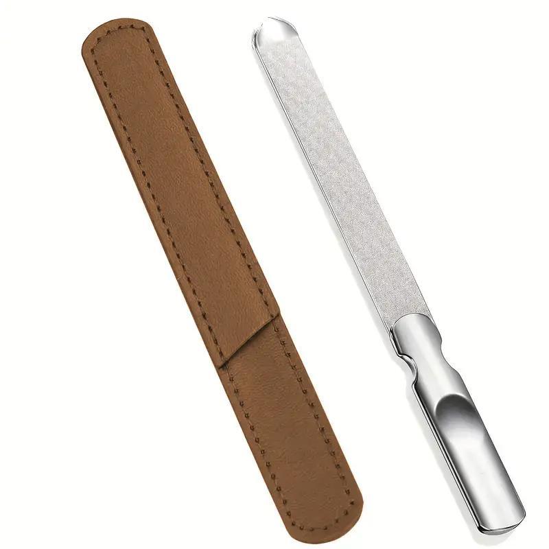 Professional Stainless Steel Nail Files, 1 Count Double Sided Nail File Anti-skid Handle, Reusable Manicure Filer for Women and Men, Nail Tools