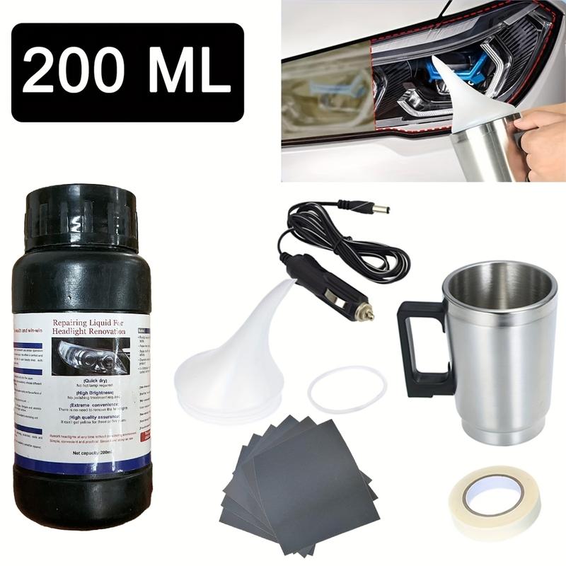 Automotive Headlight Refurbishment Tool Set, Atomizing Cup Non-Polishing Scratch Coating Headlight Repair Liquid, Car Detailing Kit for Automotive Headlights, Car Detailing Kit