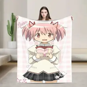[Suitable for all seasons] Puella Magi Madoka Magica anime blanket, made of flannel, soft and comfortable, suitable for bedding and living room decoration.