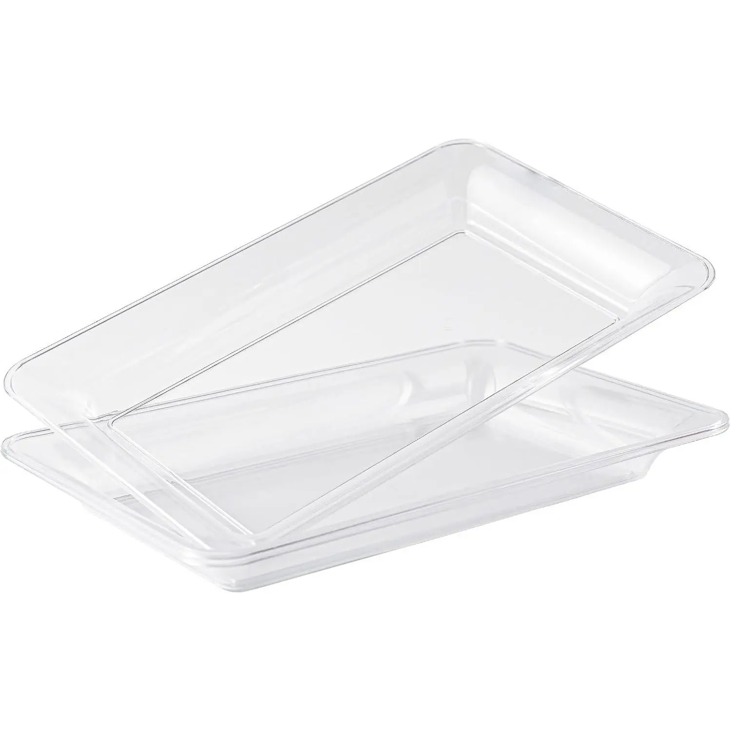 6-Pack 14" x 9" Clear Large Plastic Serving Trays,  Serving Platters for Dessert, Fruit, Snacks, Cookies, Heavy Duty  Serving Tray for Kitchen, Party