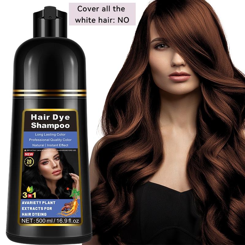 3-In-1 Hair Dye Shampoo with Plant Extracts, Long-Lasting Color Protection, Non-Sticky Formula, Fruit Scent, Instant Coloring Gel