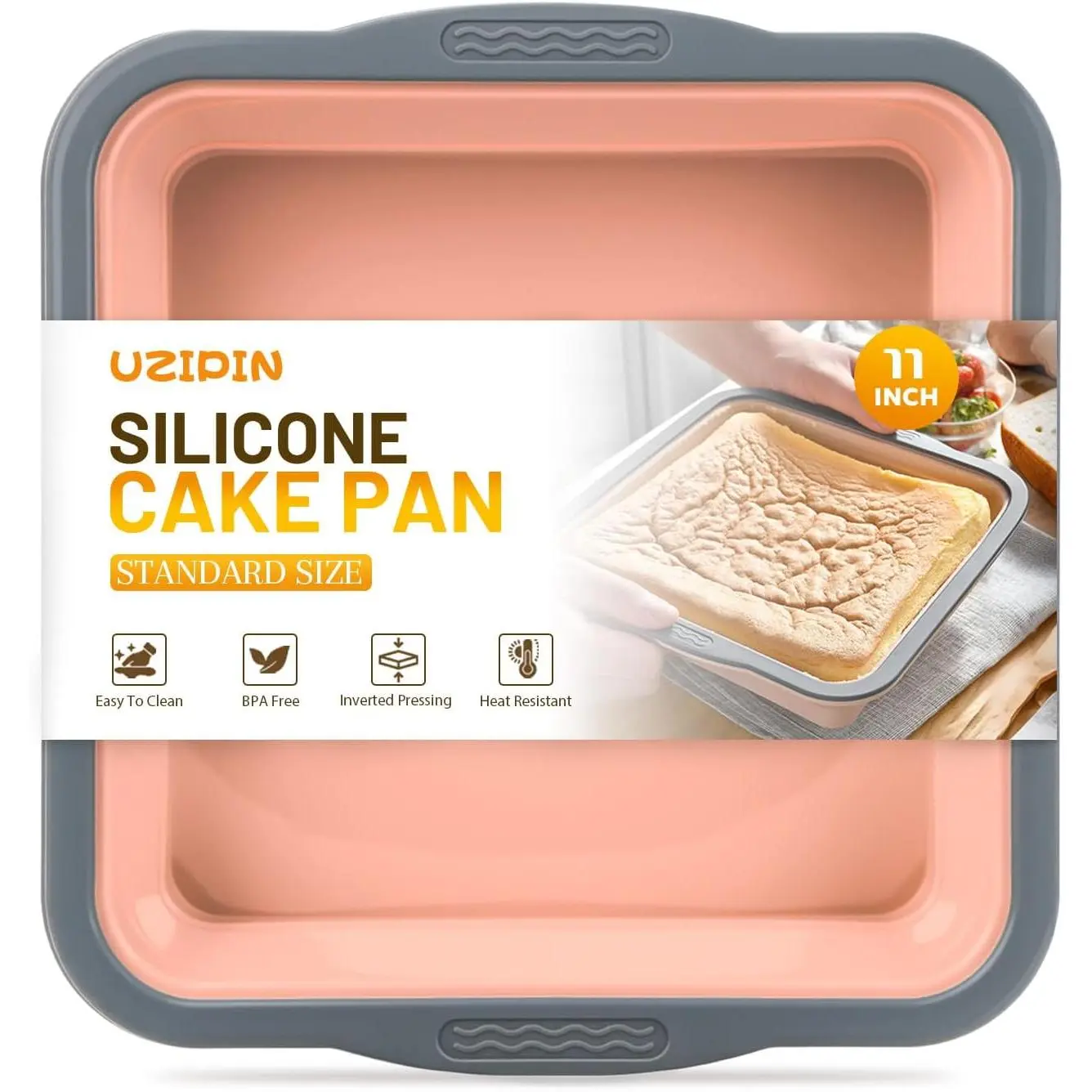 7x7  Square Cake Pan with Metal Reinforced , Nonstick Brownie Baking Pan, , Oven Safe Flexible  Mold, Suitable for Making Cakes, Brownies, Bread, Pie, Lasagna