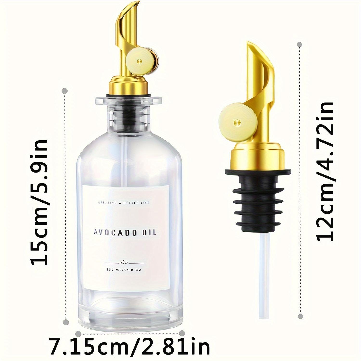 2pcs Olive Oil Dispenser Bottle Tray,Oil and Vinegar Dispenser Set w.Metal Pour Spout, Coffee Syrup Dispenser, Olive Oil Cruet Cooking Oil Dispenser, Oil Container Bottles for Kitchen