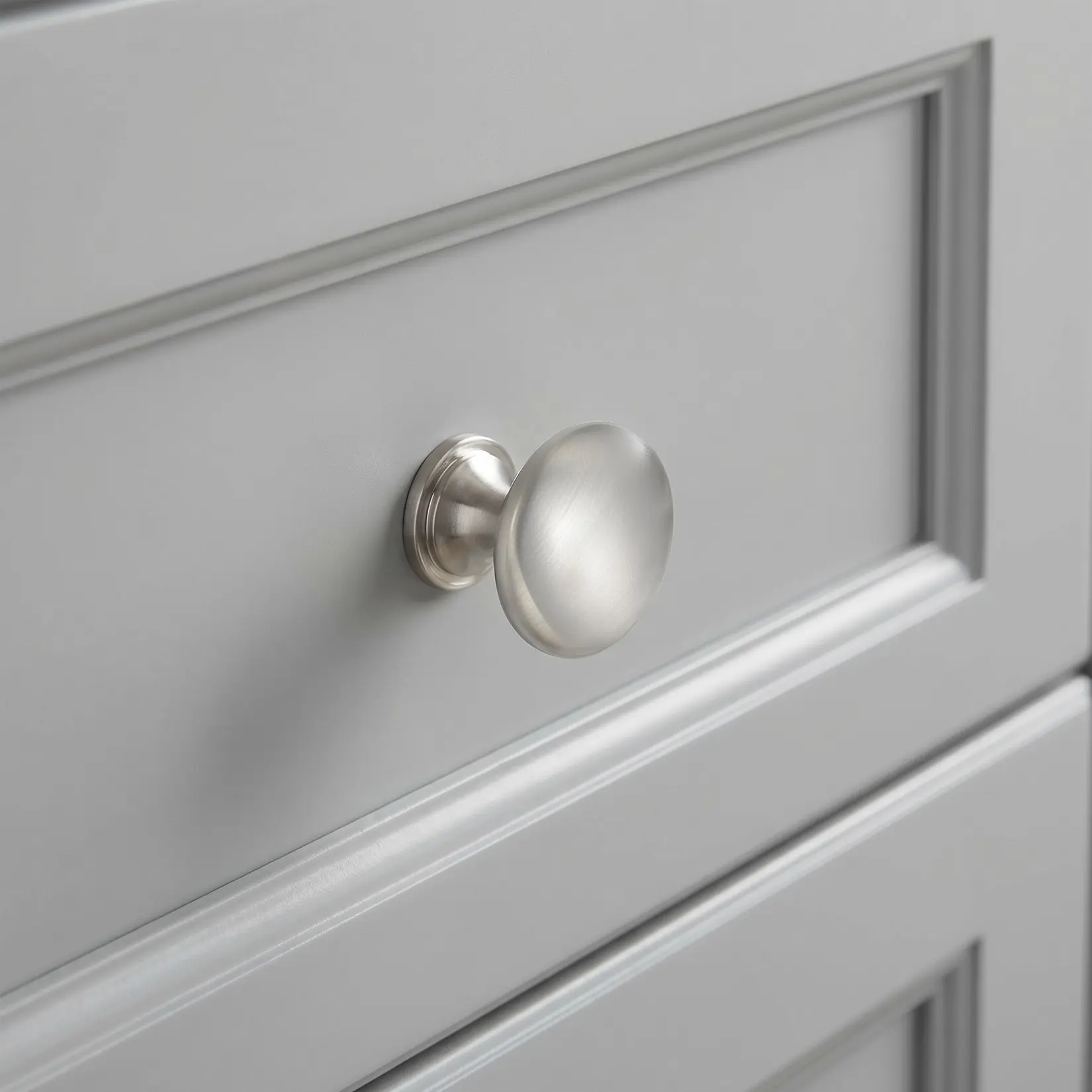 30 Pack Modern Brushed Nickel Mushroom Cabinet Knobs, Solid Zinc Alloy Round Drawer Pulls, 1.18 Inch Diameter Hardware for Kitchen Dresser Bathroom Closet Cabinets