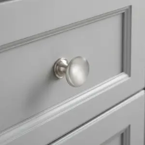 30 Pack Modern Brushed Nickel Mushroom Cabinet Knobs, Solid Zinc Alloy Round Drawer Pulls, 1.18 Inch Diameter Hardware for Kitchen Dresser Bathroom Closet Cabinets