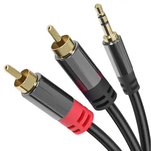 3.5mm to RCA Audio Cable, Aux to RCA Cable with Gold-Plated Connectors, Durable PVC Jacket – Aux Adapter for Phone, Laptop, Mixer, Speaker, Car Stereo, Home Theater, Amplifier, 6ft