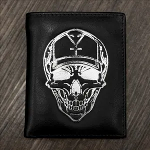 Men Hip Hop Skull Biker Wallet Genuine Leather Card Holder Purse Gift