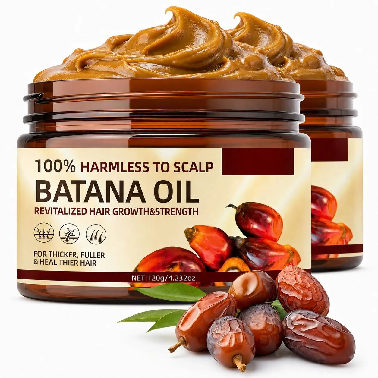 Organic Batana Oil Hair Growth Serum with Keratin & Coffee Extract - Haircare Lightweight Moisturizer, Hydrating Thickening Treatment for Silky Locks, 120g Hair Growth Products
