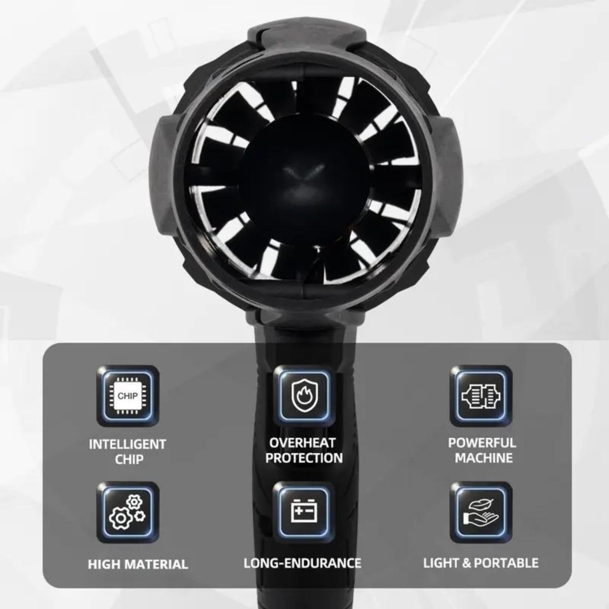 Cordless Portable Electric Air Blower with High-Power Turbo Jet Technology, Lithium-Battery Blower for Drying Cars and Dust Cleaning, Ideal Electric Tool