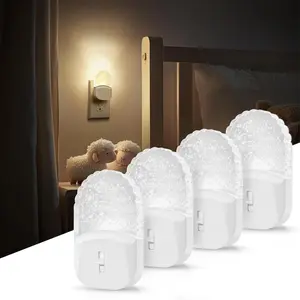 LED Night Light, Night Lights[4 Pack], Plug in NightLight with Auto Dusk to Dawn Sensor, Adjustable Brightness NightLights for, Bathroom, Bedroom, Nursery Room, Soft White 3000k