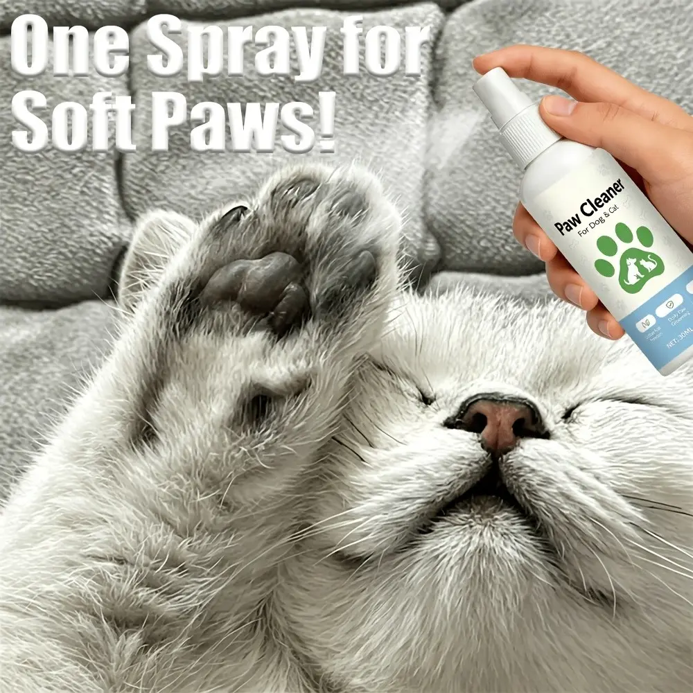 Natural pet paw spray-nourishing and protecting paw care, suitable for puppies, kittens and adult pets, softening hardened paws, relieving itching and discomfort, easy-to-use daily care without batteries.