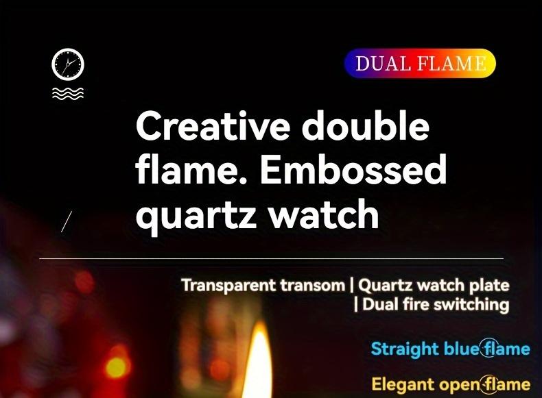 Double Flame Creative Windproof Torch Lighter Portable Lighter That Can Be Repeatedly Refilled With Butane Gas Retro Quartz Dial Torch Lighter Men's Gift Gift Box Packaging (Butane Gas Not Included)