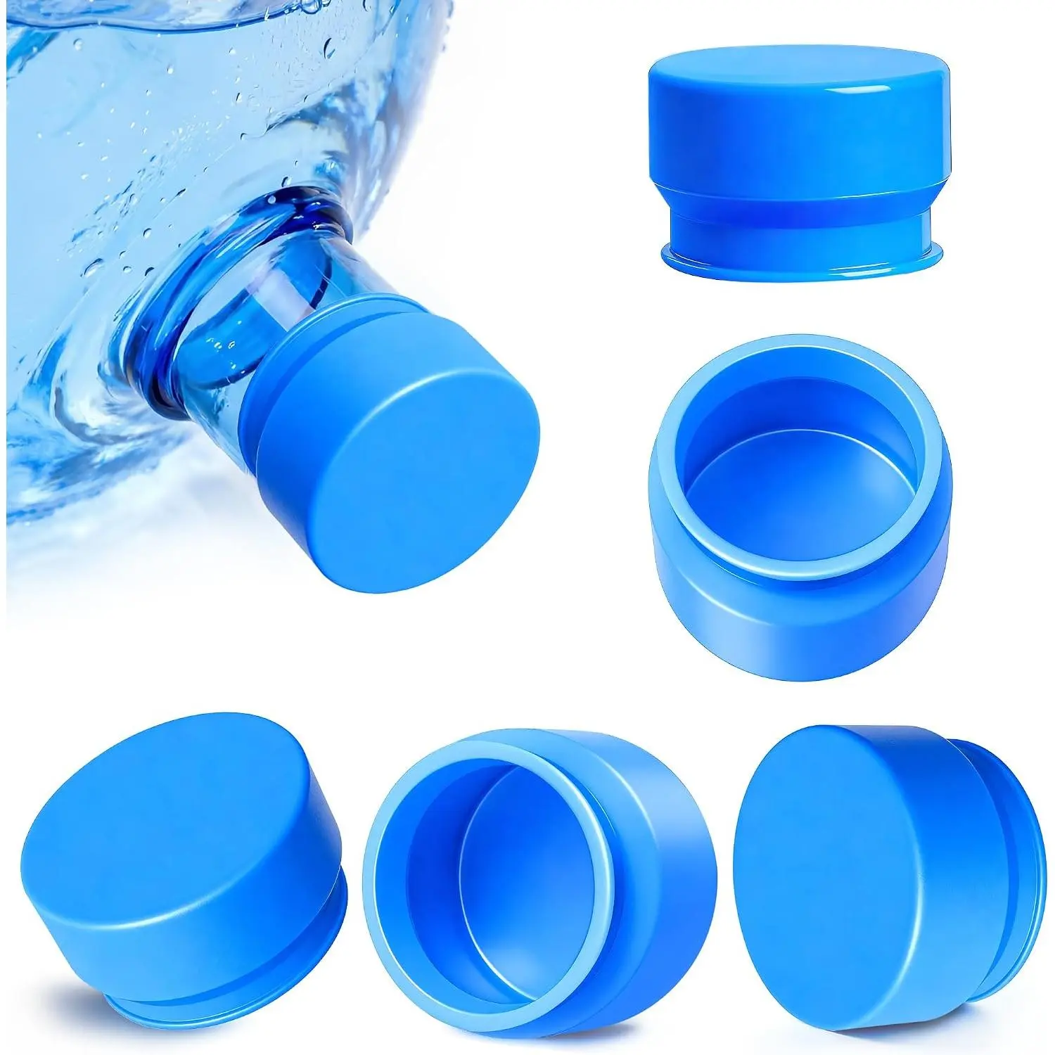Upgraded 3 and 5 Gallon Water Jug Cap,    Cap, No Spill 5 Gallon Water Jug Lid Fits 55mm Bottle, 5 gallon water bottle caps for Outdoor & Kitchen - Pack of 3