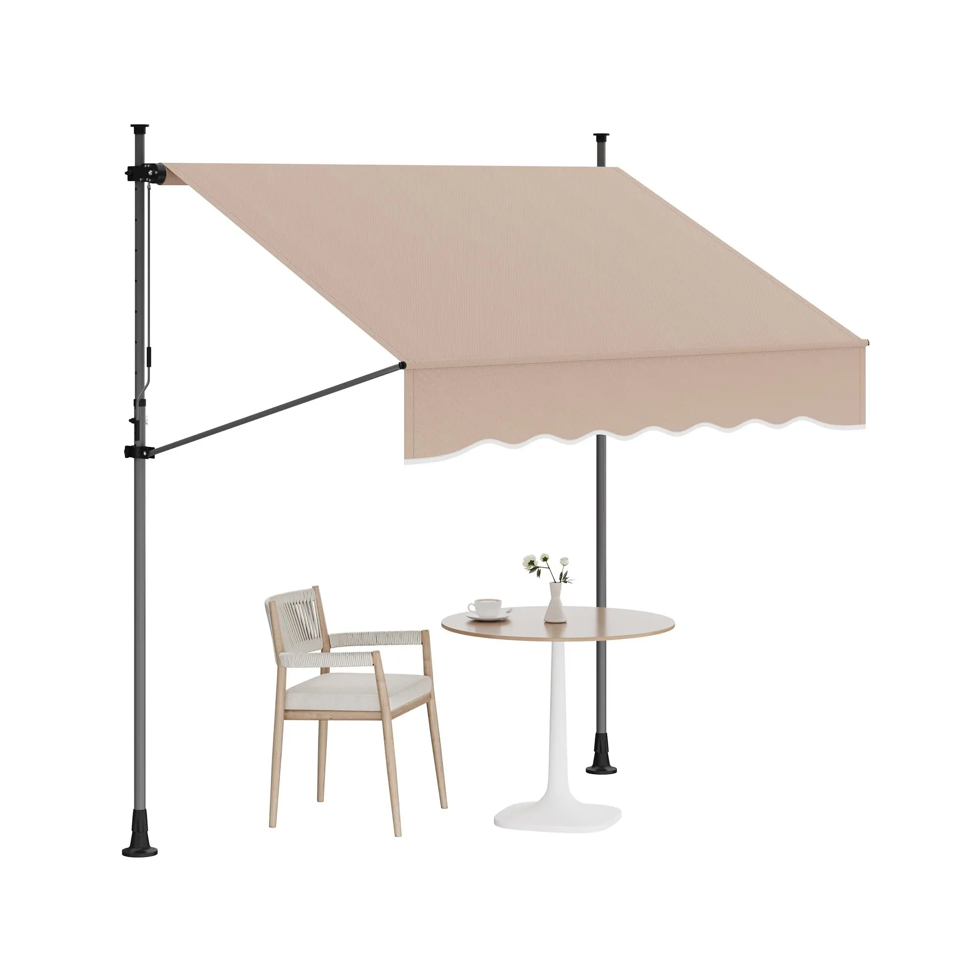 Garvee Manual Retractable Patio Awning Sun Shade Canopy, 10x4 ft (118 in) - Adjustable Height & Angle - UV & Waterproof, Weather-Resistant Fabric - Hand Crank - For Deck, Balcony, Window & Door