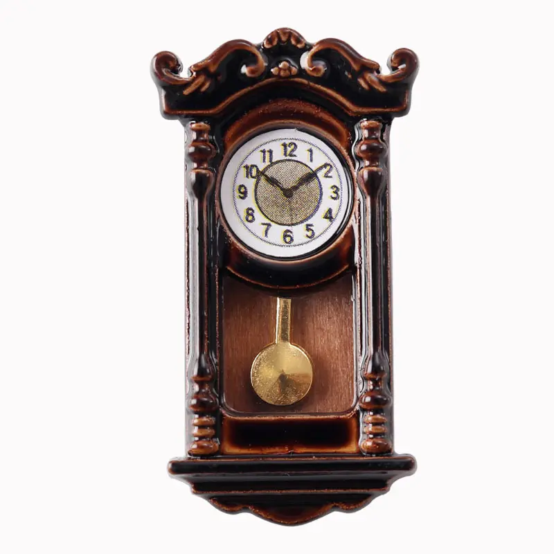 1Pc Mini Vintage Wall Clock Decorative Model Ornament, Miniature Retro Simulation Clock Decor, Micro Landscape Art Decoration, Creative Craft Decorations, Photography Props & Gift Accessories